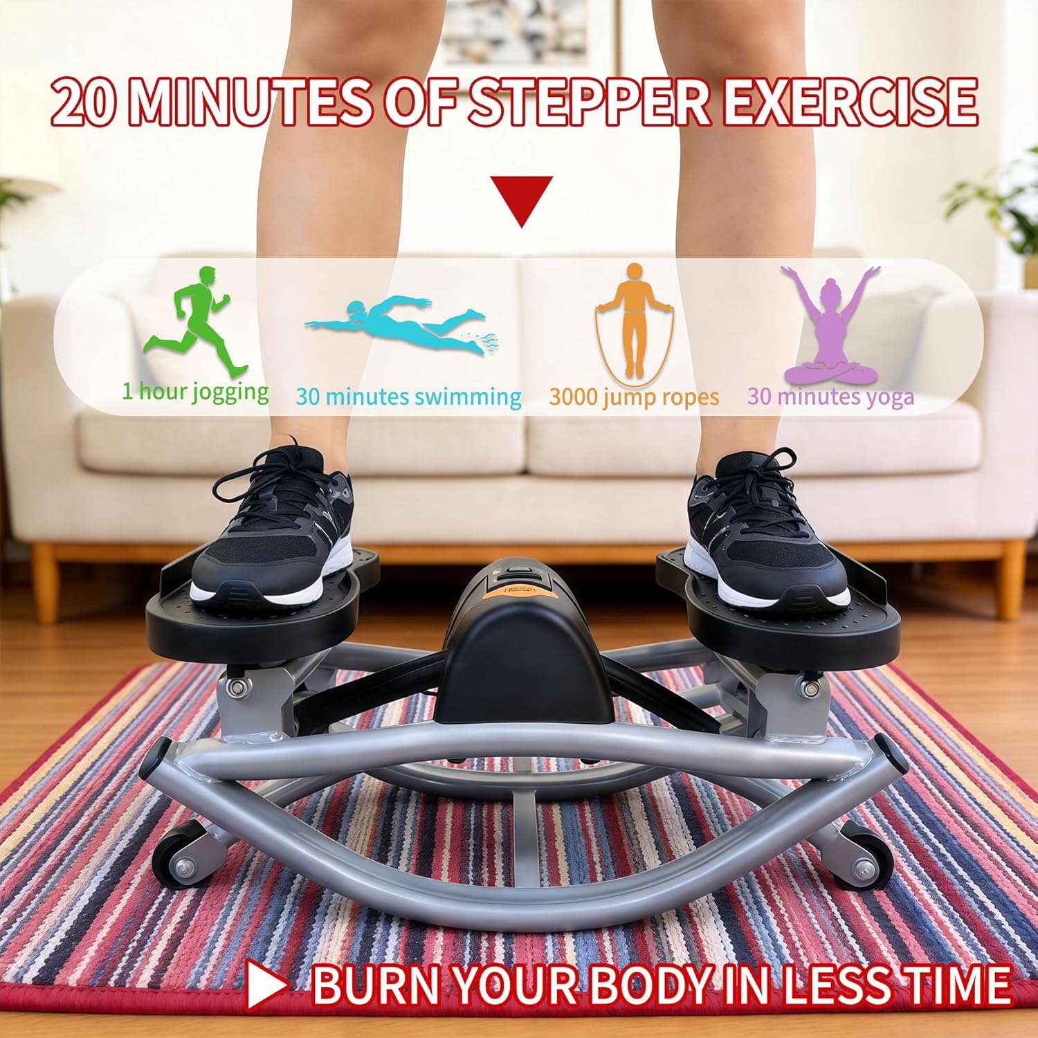 Rock Stepper | Low Impact Side-to-Side Workout Machine - 330LBS Capacity with Resistance Bands & Non-Slip Mat