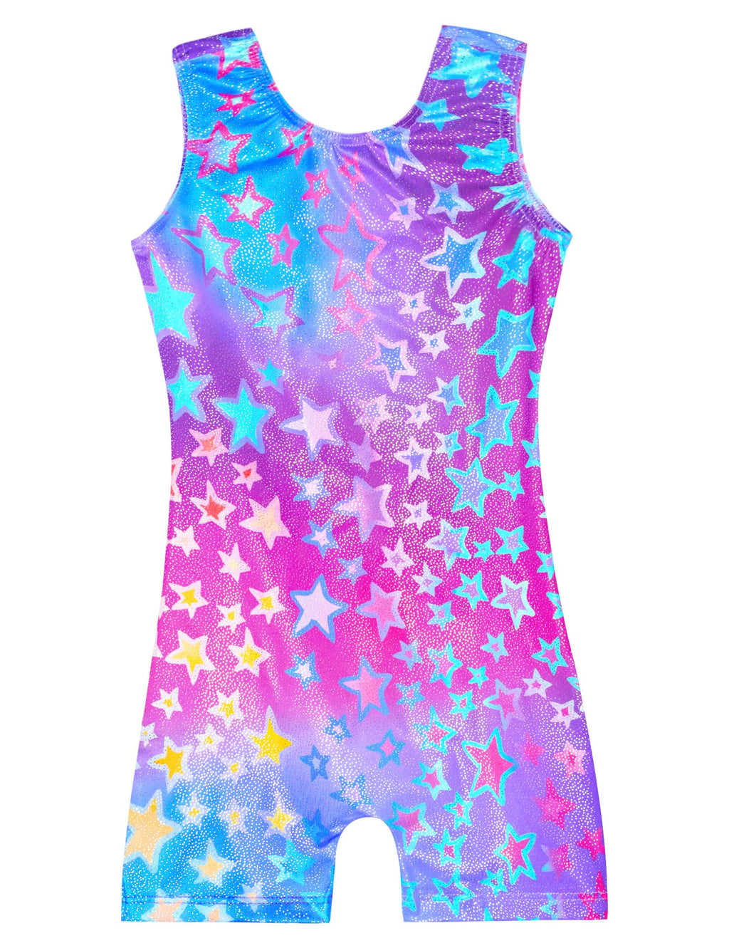 Domusgo Girls Gymnastics Leotards Size 5-6 Years Old Sparkle Pink Blue Technology Biketard with Shorts
