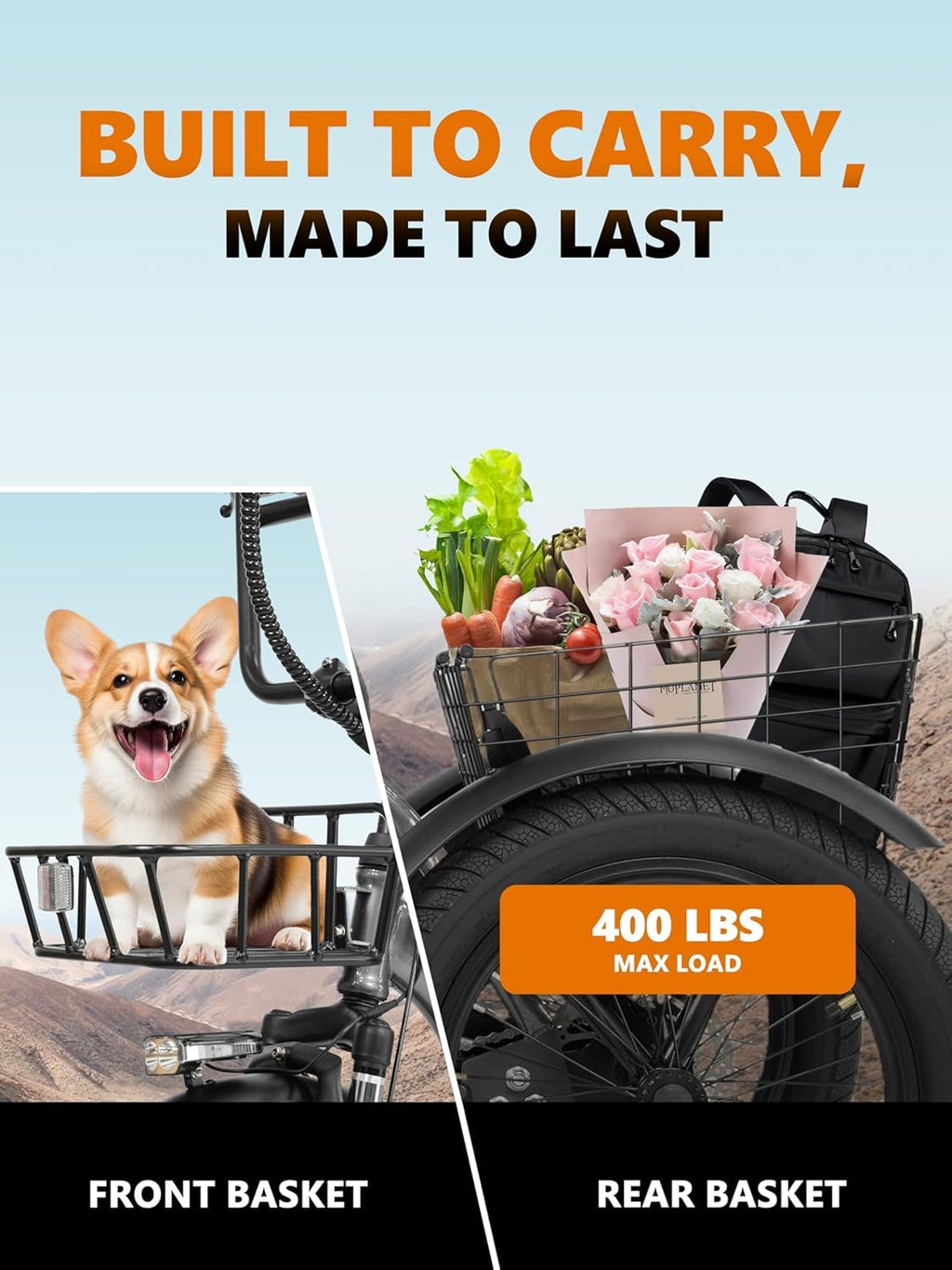 T300 Electric Trike Bike - 1200W Motor & 624Wh Battery | Foldable 3-Wheel E-Bike for Adults, 65-Mile Range
