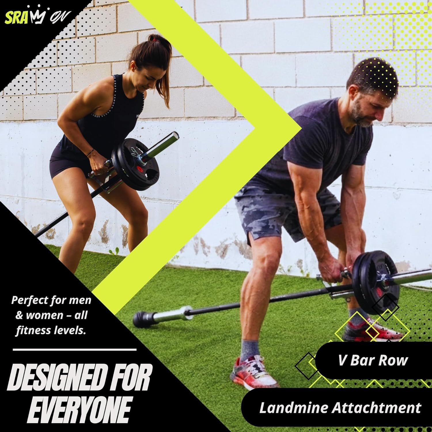 V Bar Attachment | Landmine Handle for Barbell - Durable Steel with Electroplating | USA Patented