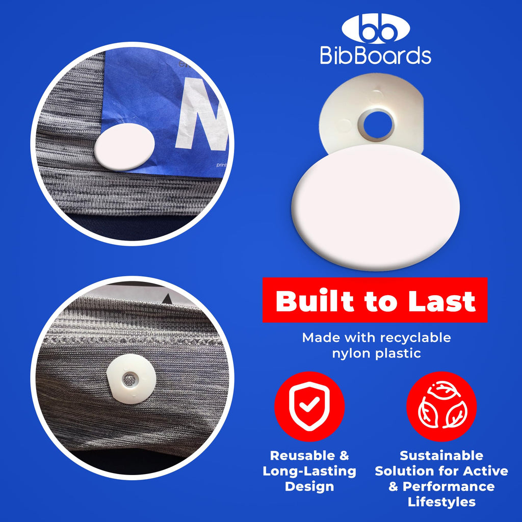 BibBoards danceSNAPS Bib Clips Safety Lock Fasteners for Dancers, Competitions, Rodeos - Secure Numbers Without Pins - Reusable, Non-Damaging, Gentle on Fabric - White (4pcs)