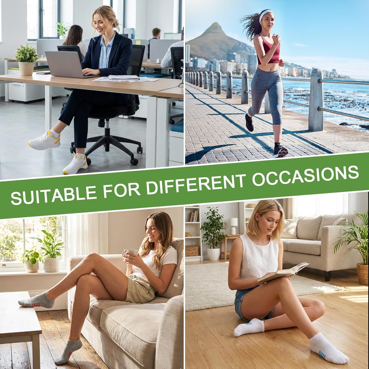 Skiennix Ankle Socks for Women - 6 Pairs Bamboo Viscose, Breathable & Cushioned, Low Cut Athletic Socks