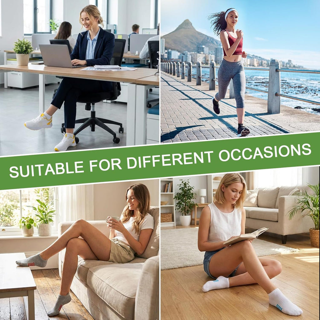 Skiennix Ankle Socks for Women - 6 Pairs Bamboo Viscose, Breathable & Moisture-Wicking, Low Cut
