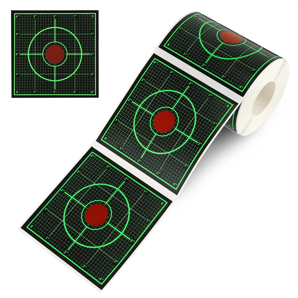 GearOZ Green Sight in Splatter Target Stickers 4" Reactive Paper Targets with Precision Location, 200PCS Adhesive Shooting Target, Dark Grid Bottom Line Calibration for BB Gun/Pellet Gun/Airsoft