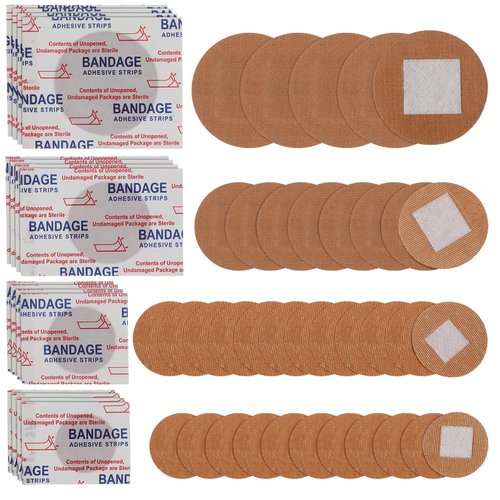 NOLITOY 100pcs Elastic Spot Bandages, Small Round Adhesive Flexible Fabric Tape Sticker for Wounds Protection Care in Multiple Sizes