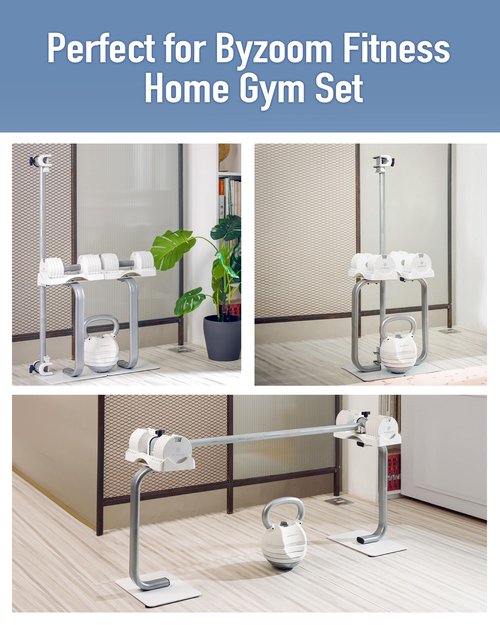 BYZOOM FITNESS Adjustable Dumbbell Stand Rack Holder Weight Training Fitness Exercise for Home Gym Woman Beginner White