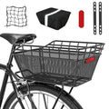 Large Bicycle Basket - Rear Bike Basket with Cargo Net and 2-in-1 Waterproof Cover, Wire Bike Baskets, Large Capacity for Adult Bikes,Electric Bike,Carrying Grocery,Ball,Dog