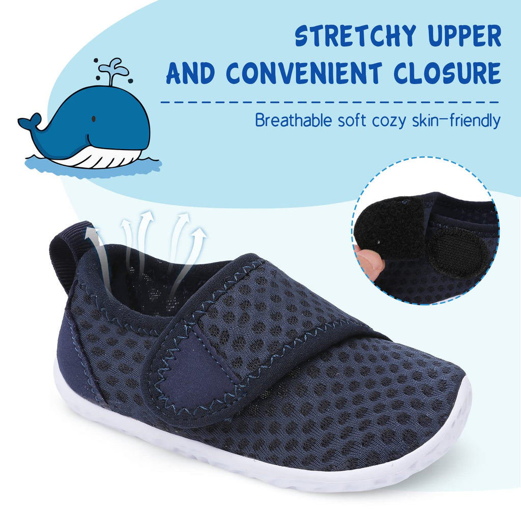 LeIsfIt Boys Girls Water Shoes Kids Aqua Socks Toddler Quick-Dry Swimming Shoes Non-Slip Summer Shoe for Beach Pool Surf, Dark Blue, 11 Toddler