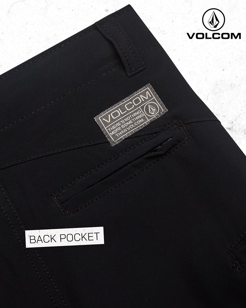 Volcom Boys Hybrid Chino Shorts - Quick-Dry Uniform Short with Pockets (Black)