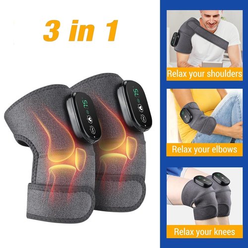 NORTHERN BROTHERS Cordless Heated Knee Massager with Heat & Vibration, 3 Heat & Vibration Modes, 5000mAh USB-C Rechargeable, Adjustable Wrap for Knee Shoulder Elbow (2 Pack)