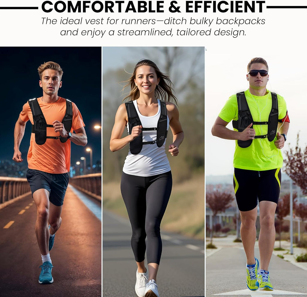 Skiennix Running Vest - Lightweight Reflective Hydration Pack with 6 Pockets | Adjustable for Men & Women