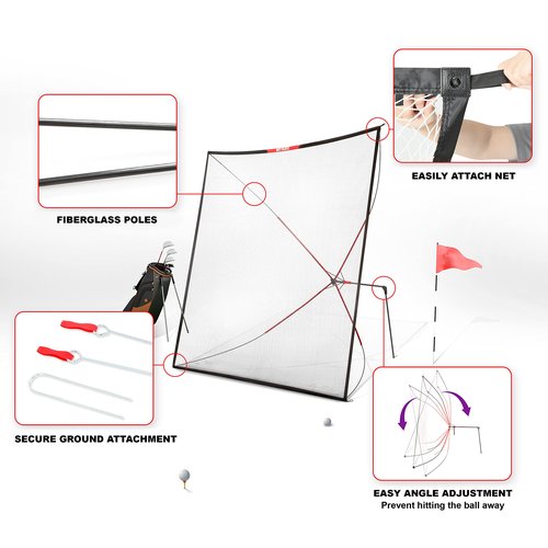 Net-Playz Golf Practice Net Hitting Net 10ft - Home Driving Range, Swing Training Aids, Big Size Auto Ball Return, Portable, Black