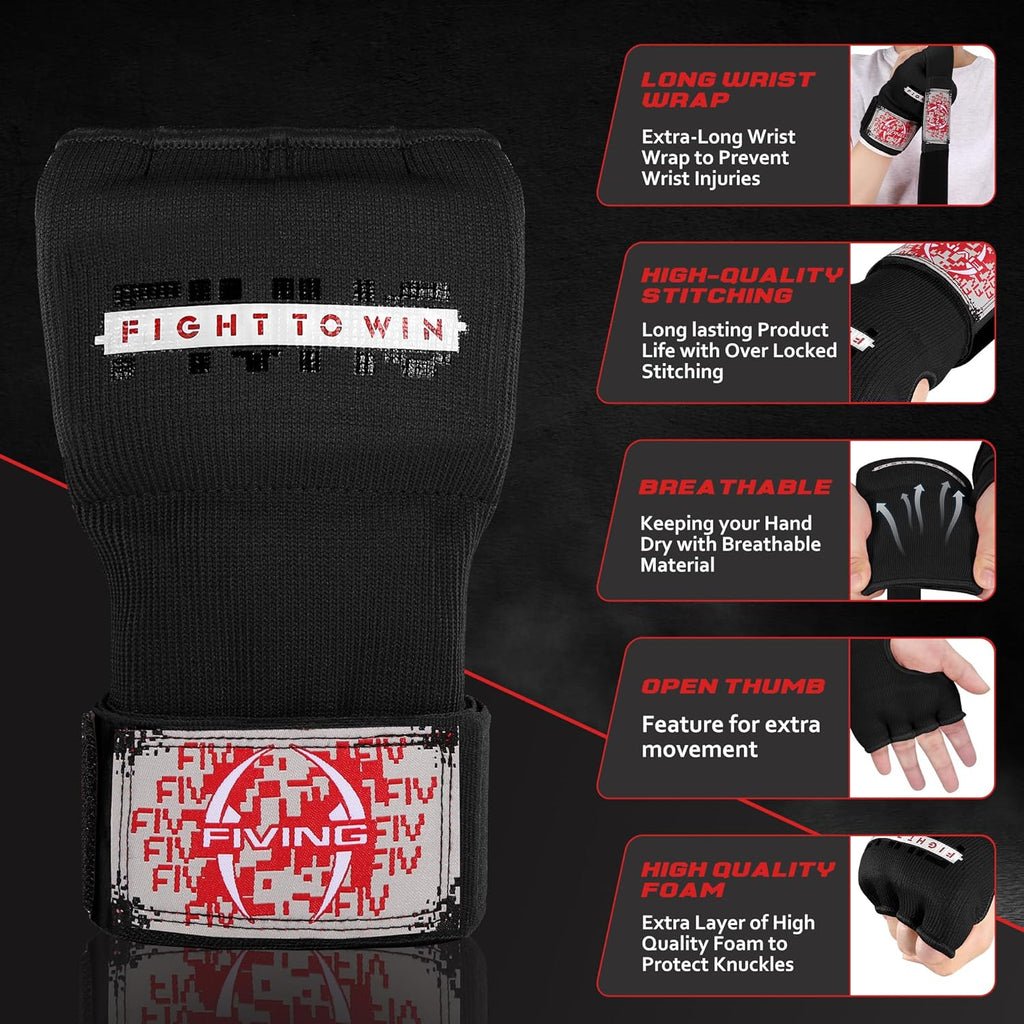 Skiennix Gel Padded Inner Gloves - Quick Elastic Hand Wraps for Boxing & MMA | Unisex Knuckle Protection