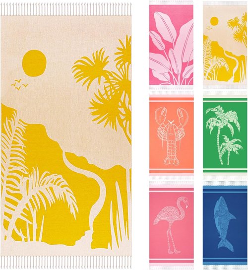 Genovega Oversized Cotton Beach Towel - Lightweight Quick-Dry, Sandless Design | 72"x36", Dusk Color