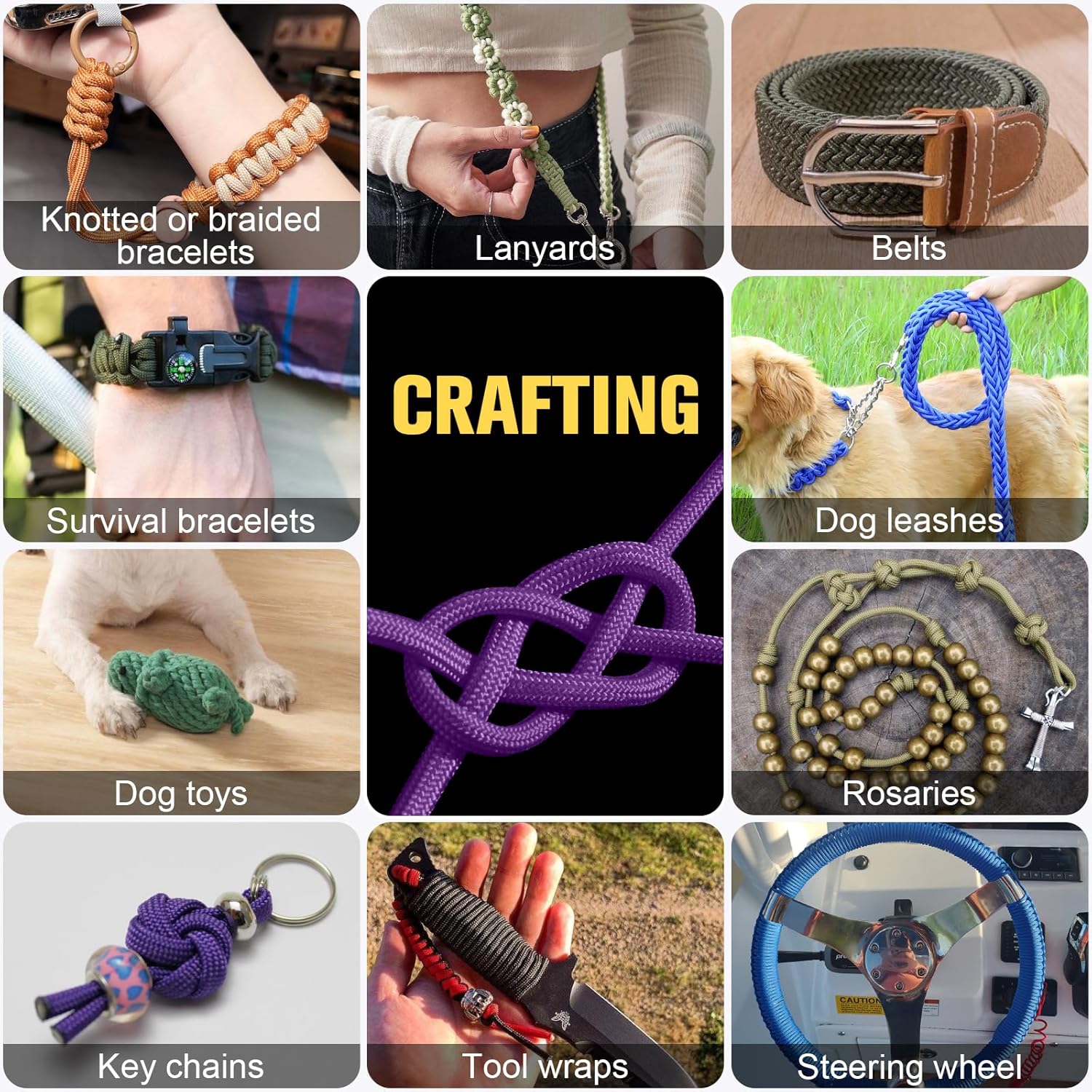 Paracord 750 lb - 1000ft 5/32" Heavy Duty Parachute Cord | Durable Survival & Camping Gear - Purple