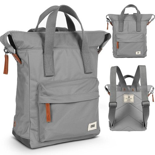 ORI LONDON Medium Tote Bag Backpack - Nylon Tote Backpack for Women & Men with Wide Mouth, Chunky Zippers, Multiple Pockets, Adjustable Straps - The Bantry, Stormy Backpack, 15.75x 11.81x 4.72