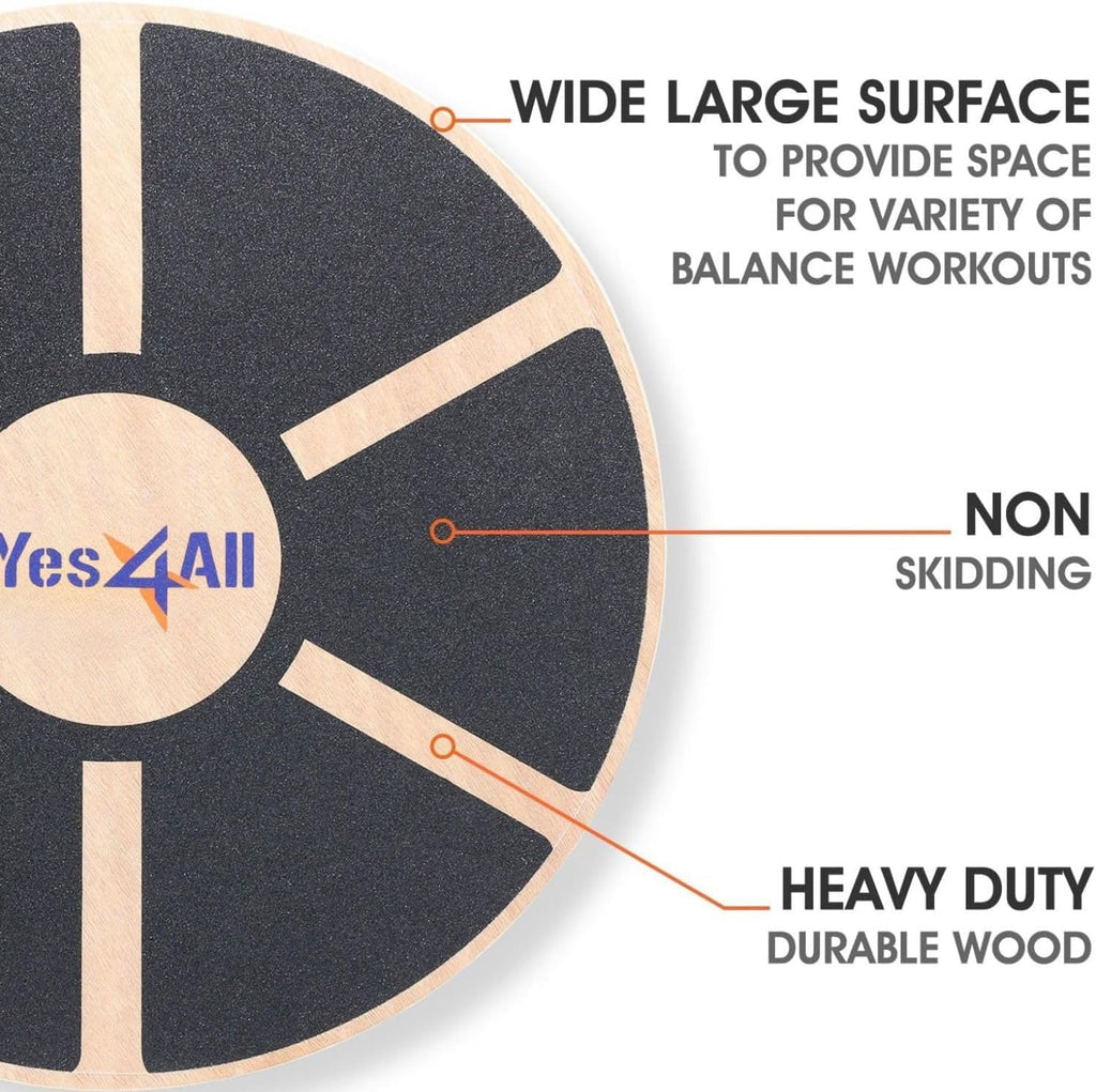 Yes4All 300lbs Wooden Wobble Board - 360-Degree Balance Trainer for Adults with Anti-Skid Texture