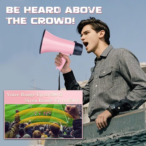 MyMealivos 20W Megaphone Bullhorn, Built in Siren & 240s Recording, 5.4"×8.6" Portable Megaphone with Volume Control Cover Up to 300 feet+ for Indoor and Outdoor Activities