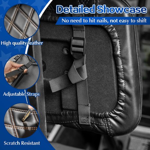 NOKINS Golf Cart P-P Diamond Leather seat Cover for it Club Car Precedent/Tempo/Onward Premium,No Stapler Required, Golf Cart Vinyl Replacement Seat Cover.Black&Brown Stitching