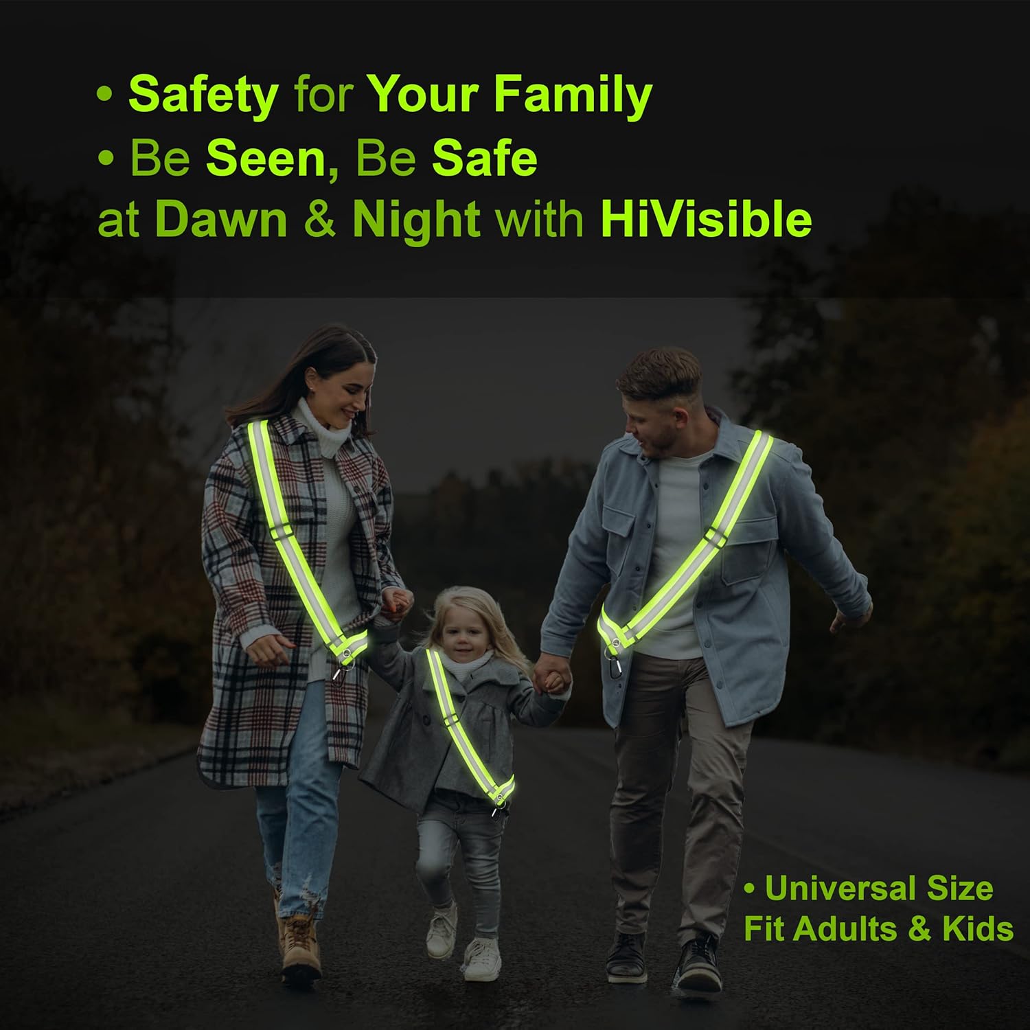 Safety Reflective Sash - Adjustable Night Visibility Belt for Men, Women & Kids | 10 Pack