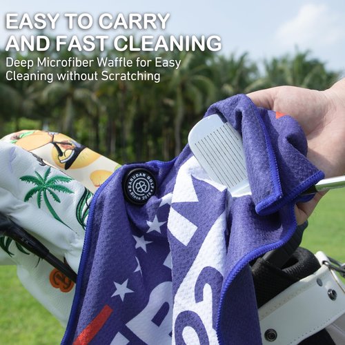 Golf Towels Funny Style Magnetic Golf Towel with Carabiner - Microfiber Golf Towel Magnet - Strengthen Magnet Golf Towels Hold to Golf Clubs, Carts, Golf Gifts for Men Golfer (Blue 2024)