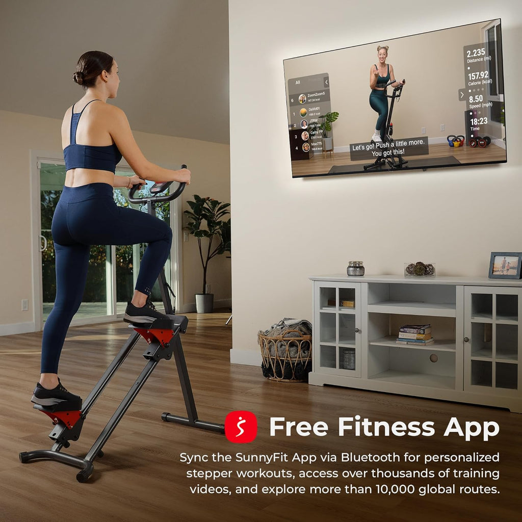 Sunny Health & Fitness Stair Stepper - Handlebar Climber Machine for Legs & Glutes | Free SunnyFit App Included