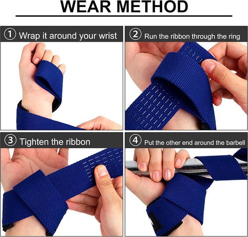 HiRui Premium Cotton Weightlifting Wrist Straps - 25" Deadlift Straps with Neoprene Padding & Anti-Skid Grip