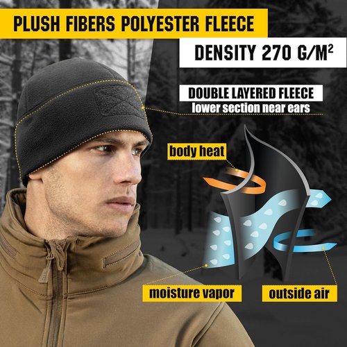 M-Tac Tactical Beanie - Fleece Winter Hat with Patch Panel for Ultimate Warmth