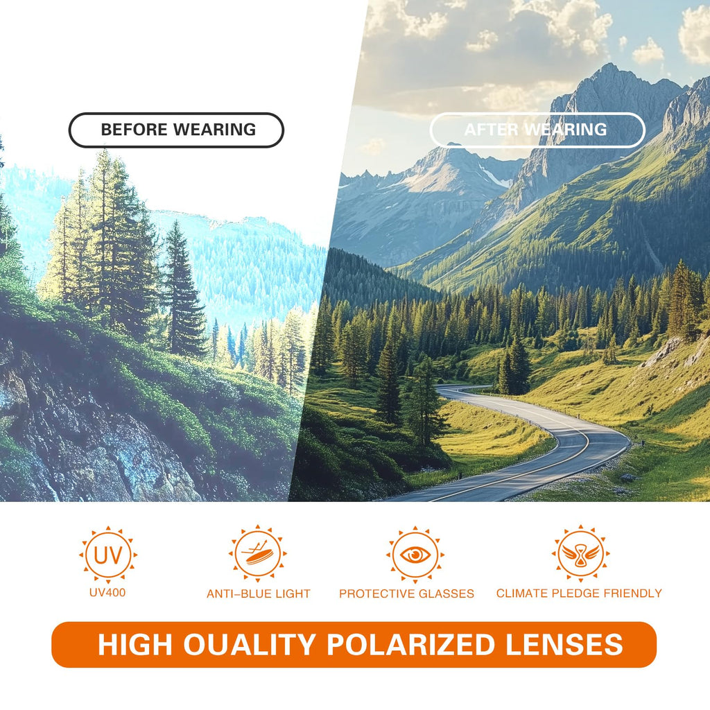 suoso Sports Polarized Sunglasses for Men: TR90 UV400 Protection Sun Glasses Womens Wrap Around Goggles for Drving Fishing Black