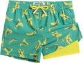 maamgic Boys Swim Trunks with Compression Liner Toddler Stretch Swim Shorts