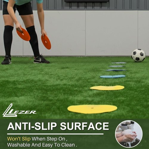 LEZER Flat Soccer Cones - 6 Inch & 8 Inch Spot Markers for Agility Training | Durable Field Discs