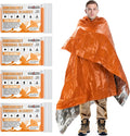 SecuCaptain Emergency Thermal Blankets - Thick 28um Mylar Kit for Cold Weather Camping | 4 Pack Orange