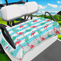 ENYORSEL Tropical Golf Cart Seat Covers, Breathable Microfiber Golf Cart Seat Towel Blanket, Fits Yamaha, EZGO, Club Car, Icon and More 2 & 4 Passenger Carts, 51"x31", Striped Flamingo