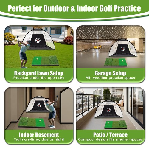 Golf Net - 39"x31" Golf Practice Net with Multi-Target Zone, All-in-1 Hitting Mat & Balls, Indoor Outdoor Net for Backyard