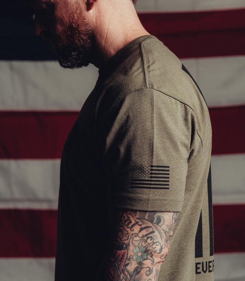 Gymreapers Valor Moisture Wicking T-Shirts for Men - Short Sleeve Workout Gym Shirts - Running Athletic Tees & Dry Fit Tshirt Military Green
