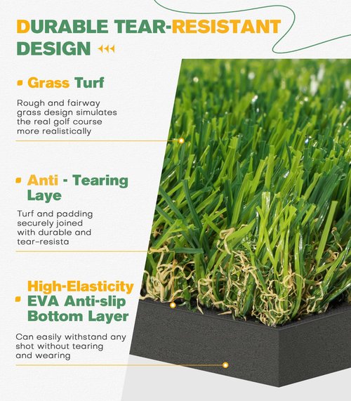 Premium Dual-Turf 5x4ft Golf Mat:Upgraded Golf Hitting Mat, Alignment & Angle of Approach Aid, Indoor/Outdoor Practice, Green,Ideal Golf Valentine's Day Gifts