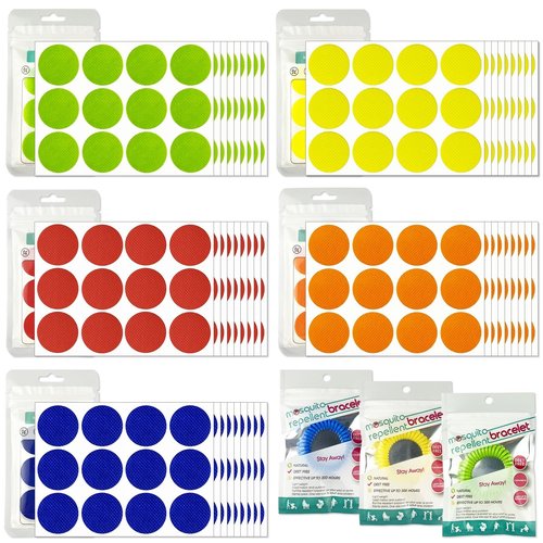 Mosquito Repellent Stickers 300 Pcs, DEET Free Mosquito Patches with 3 Pack Individually Wrapped Mosquito Repellent Bracelets for Kids and Adults Indoor Outdoor
