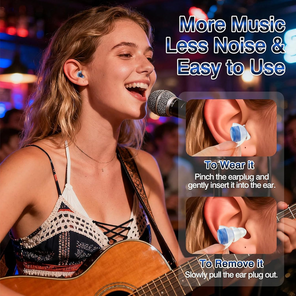Skiennix Concert Ear Plugs - Reusable High-Fidelity Musician Earplugs with 20dB Noise Reduction & Carry Case