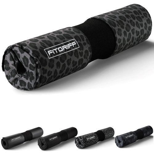 Fitgriff® Barbell Hip Thrust Pad for Squats, Lunges & Glute Bridges – Weightlifting Cushion for Neck & Shoulder Protection – Fits Olympic & Standard Bars (Leopard)