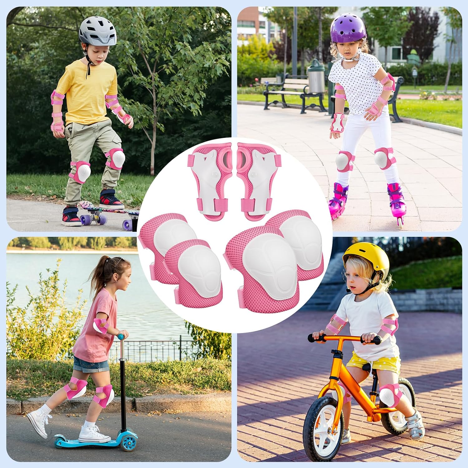 Skiennix Knee Pads Set - Protective Gear for Kids with Elbow Pads & Wrist Guards | 3-in-1 for Skating & Cycling