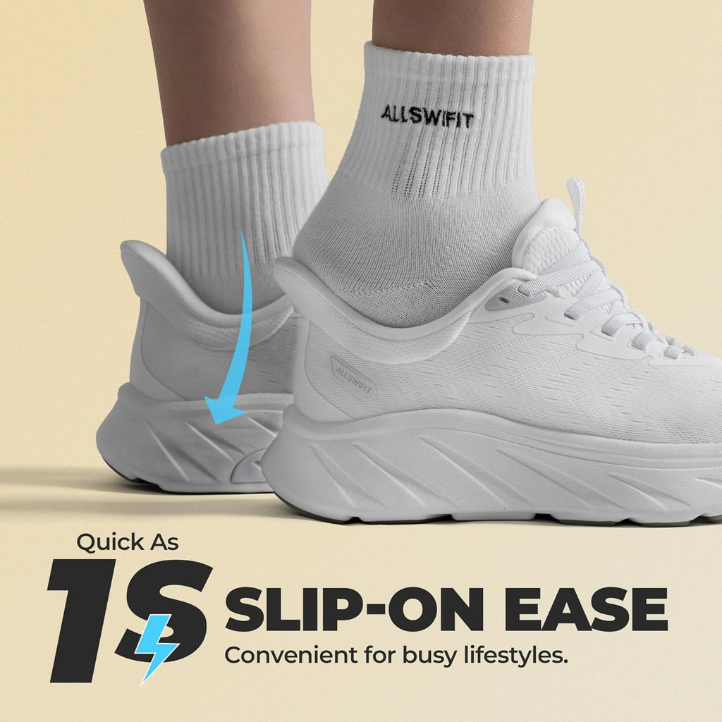 ALLSWIFIT Women's Slip-On Walking Shoes - Cushioned, Non-Slip & Breathable Sneakers for Gym & Running