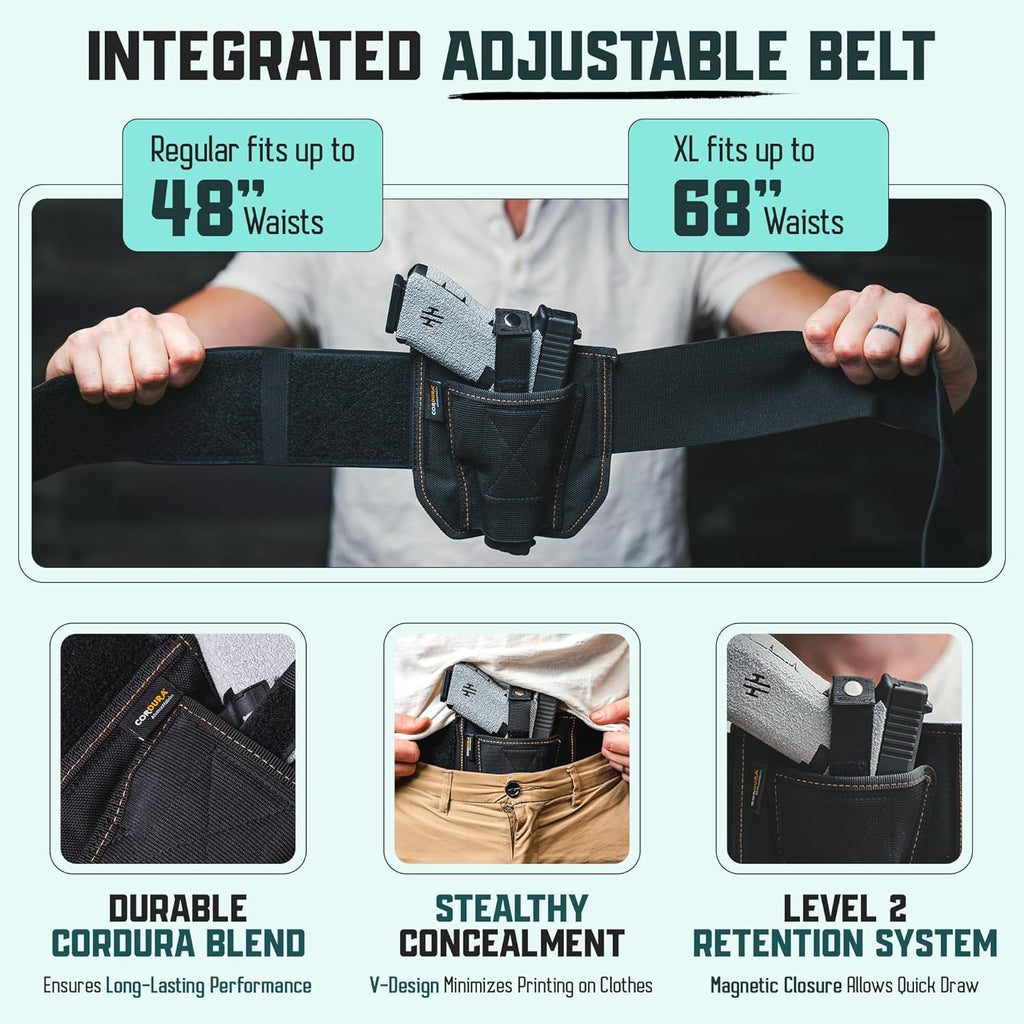VNSH Lite Belly Band Holster - Comfortable, Lightweight & Discreet | Fits Glock, S&W & More