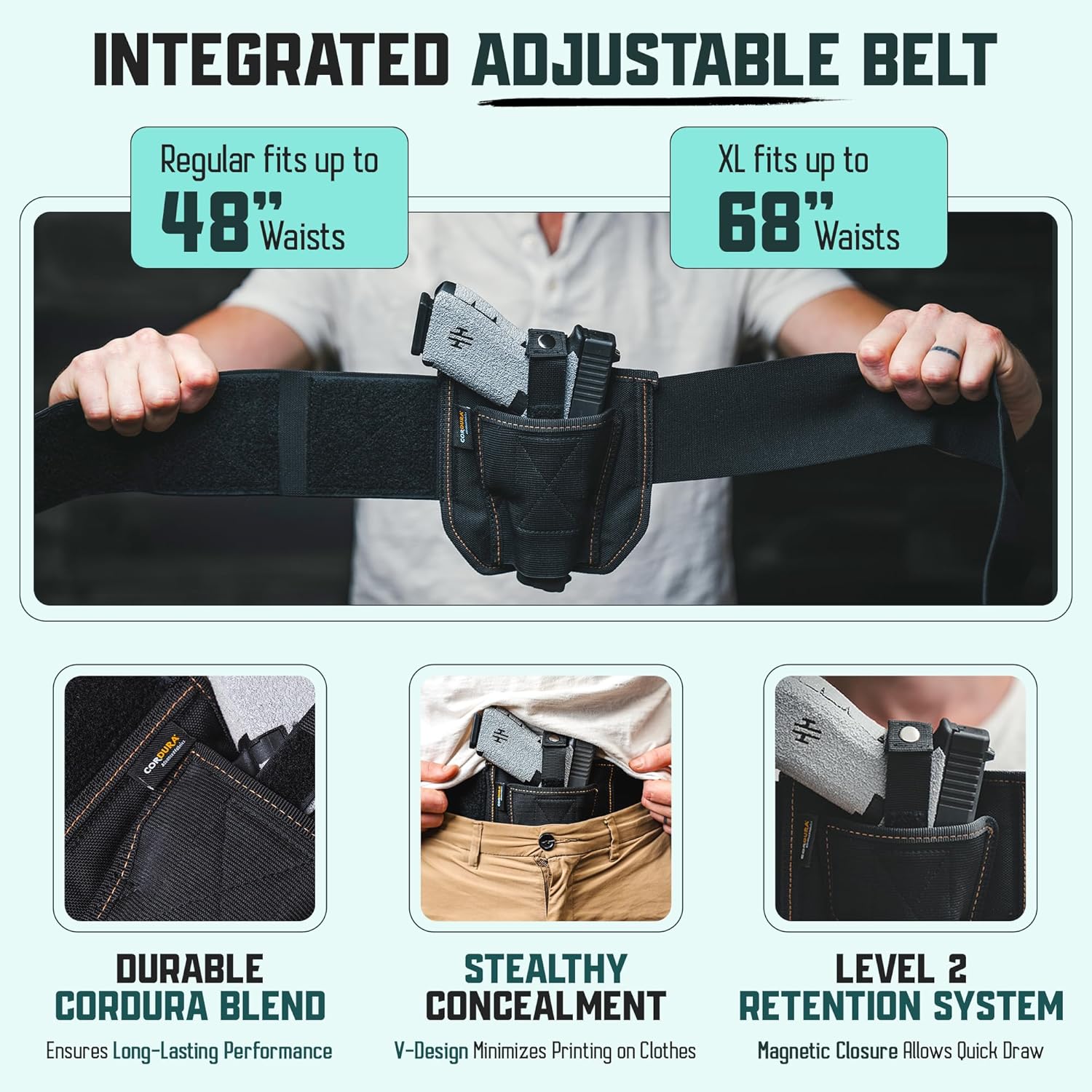 VNSH Lite Belly Band Holster - Comfortable, Lightweight & Discreet | Fits Glock, S&W & More