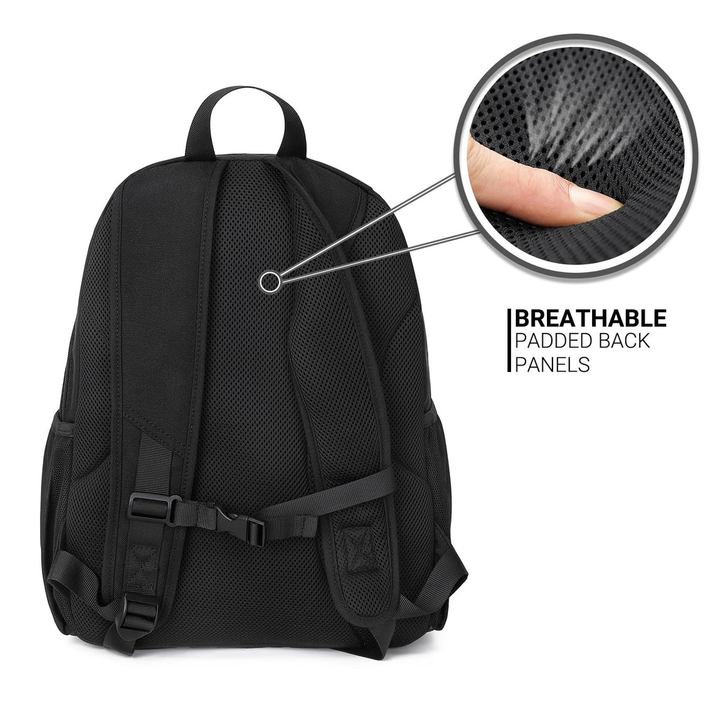 ZORFIN Black Backpack for School, Travel: Bookbag for Girls Boys - Kids Backpack with Multi Compartments