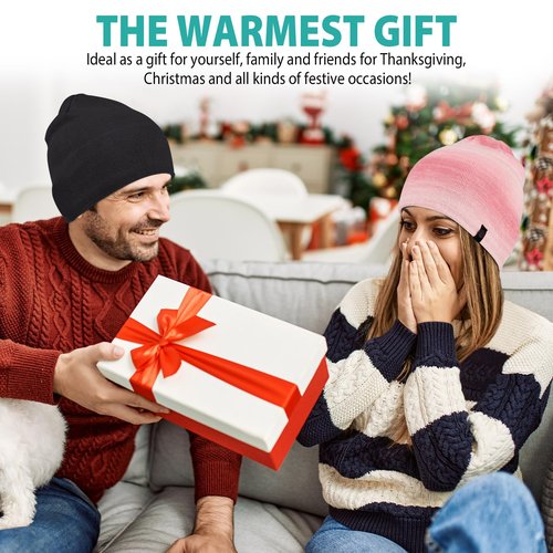 AOPREL Beanie for Men, Soft Cotton Beanie for Women, Warm Unisex Winter Hat, Running Skull Cap Mens Beanies for Cold Weather Activities (Black)