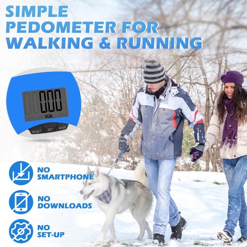 Copkim 9 Pcs Simple Pedometers Bulk for Walking Steps and Miles Walking Step Counters with Calories Burned Portable Clip Step Tracker for Seniors Man Women Jogging Hiking Running (Black, Green, Blue)