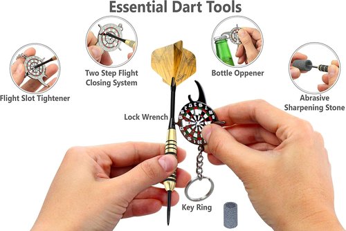 CC-Exquisite Premium Steel Tip Darts Set - Professional Brass Barrels with Extra Flights & Accessories | 12 Aluminum Shafts