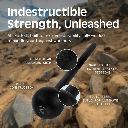 Retrospec Steel Macebell 5 to 30lbs for Men & Women Steel Mace Strength Training & Full Body Workouts, Matte Black