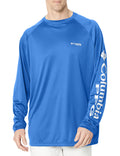 Columbia Men's PFG Terminal Tackle Long Sleeve Fishing Shirt, Vivid Blue/Cool Grey Logo, Small