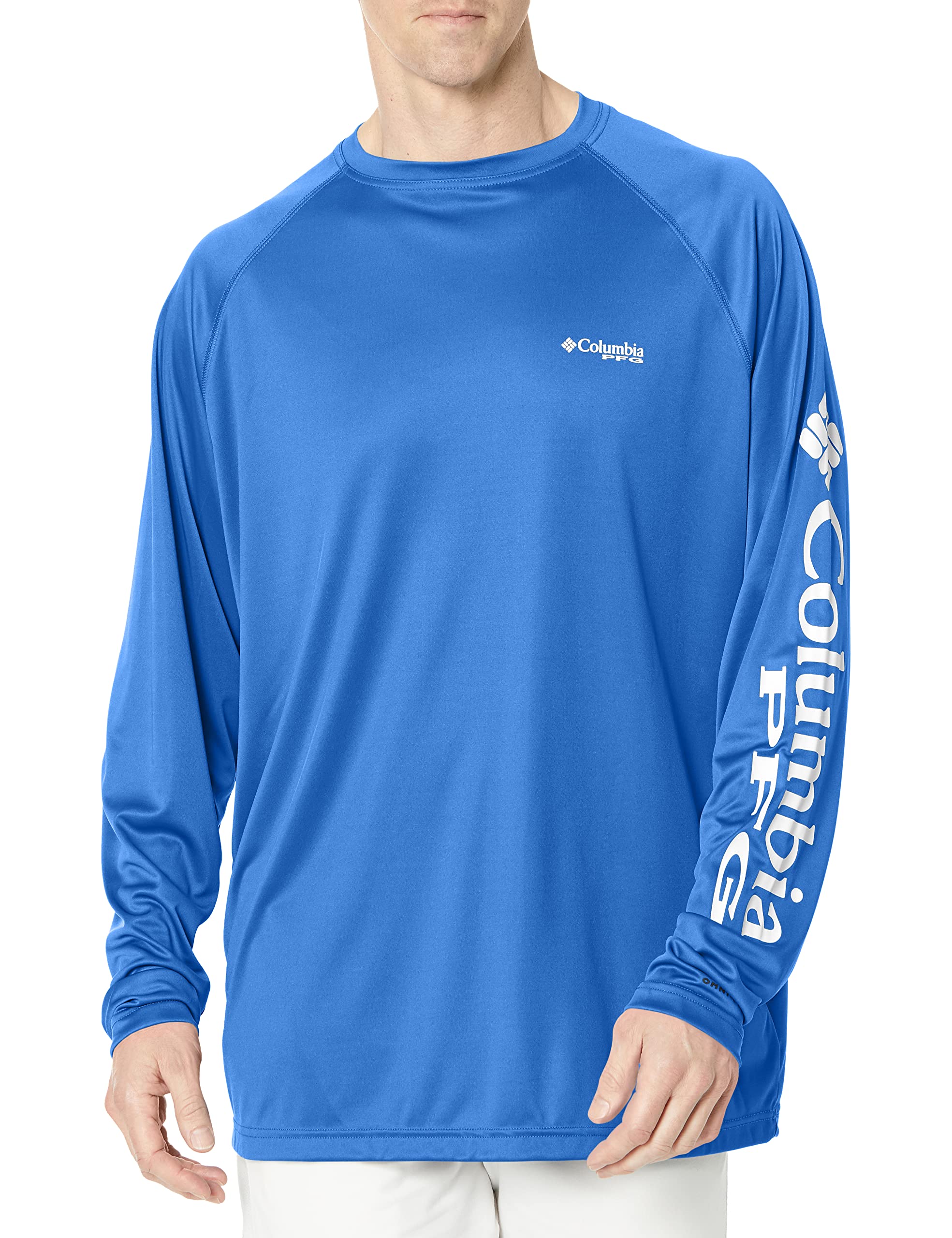 Columbia Men's PFG Terminal Tackle Long Sleeve Fishing Shirt, Vivid Blue/Cool Grey Logo, Small